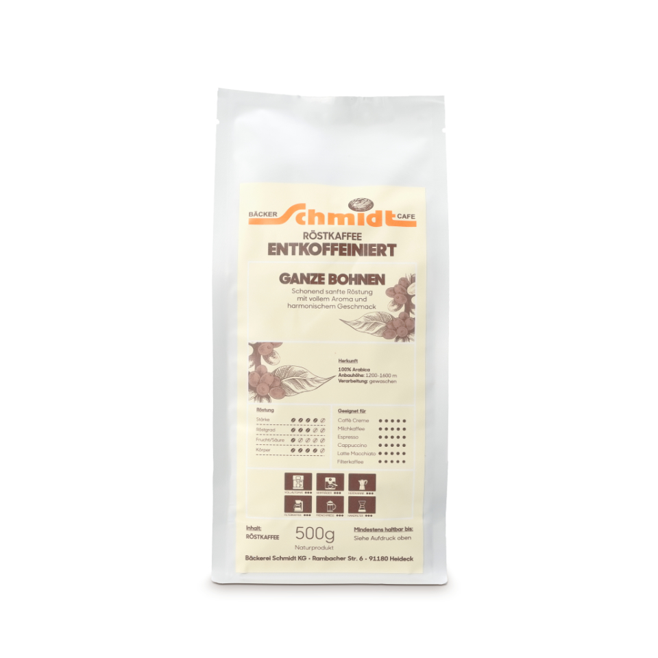 Produktbild Röstkaffee entkoffeiniert ganze Bohnen