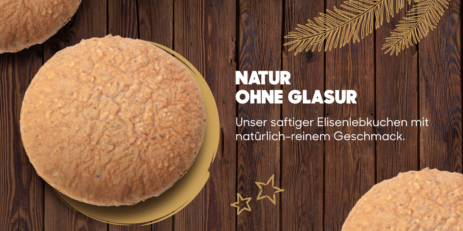 Grafik, auf der der Geschmack des Elisenlebkuchen Natur ohne Glasur beschrieben wird