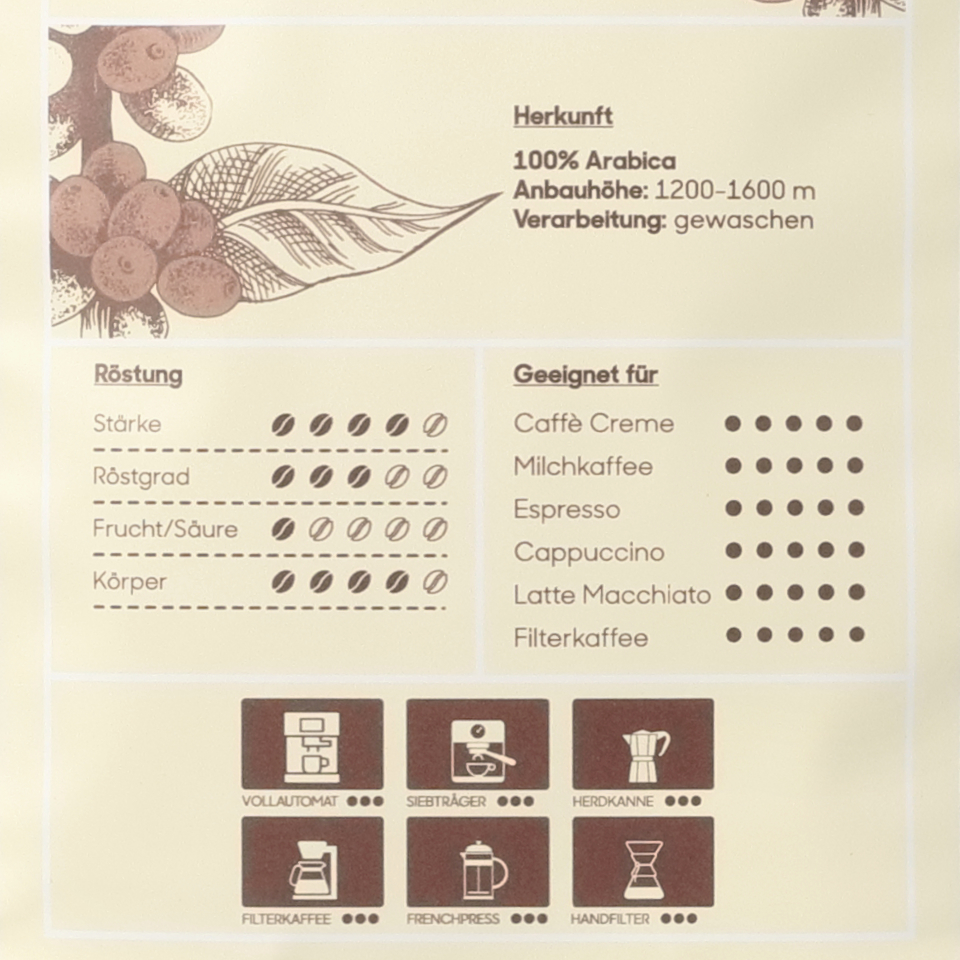 Produktbild Röstkaffee entkoffeiniert gemahlen Spezifikationen